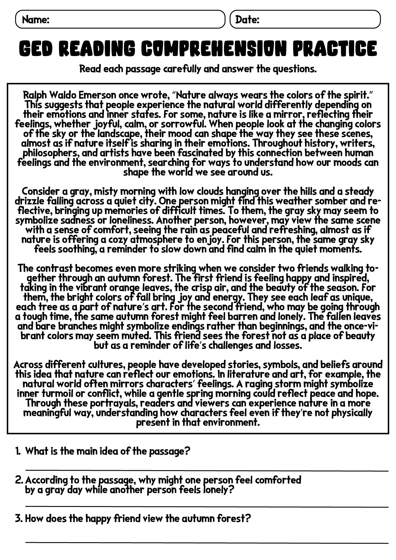 11 GED Reading Comprehension Worksheets Free PDF At Worksheeto