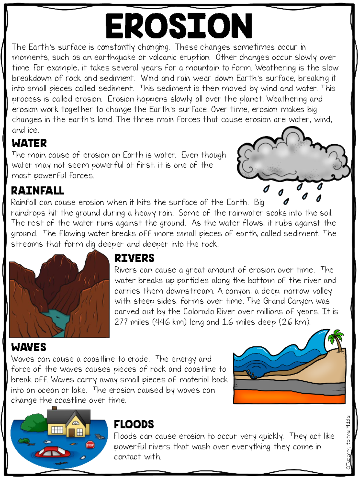 Erosion Reading Comprehension Worksheet