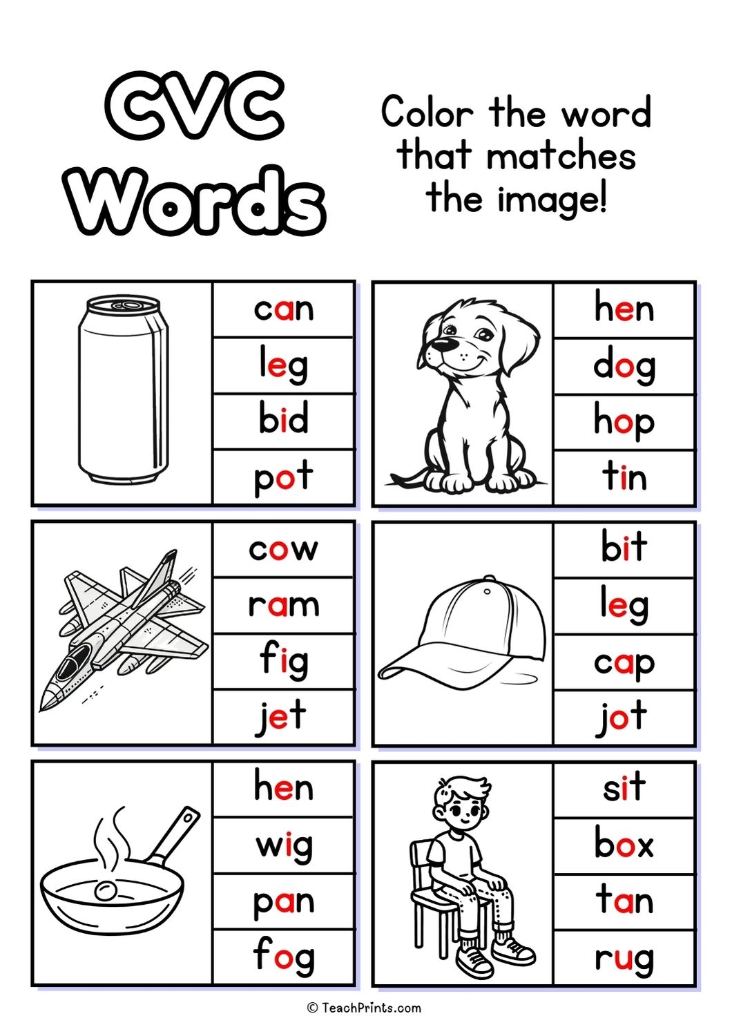 Free Printable Cvc Worksheets Kindergarten