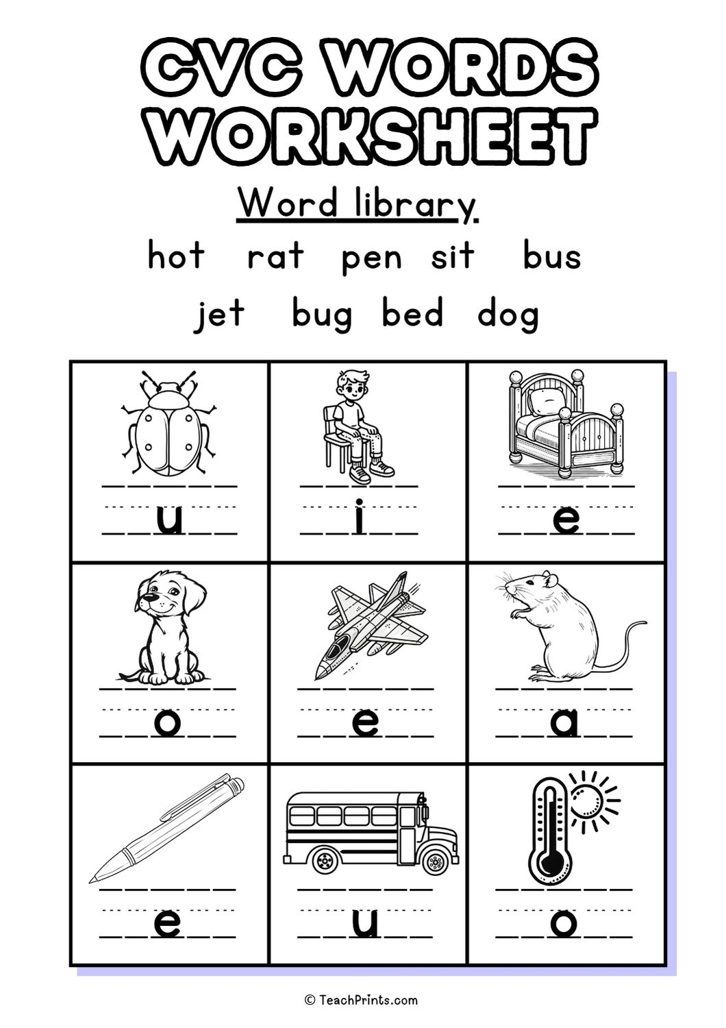 Free Printable Cvc Words Worksheets