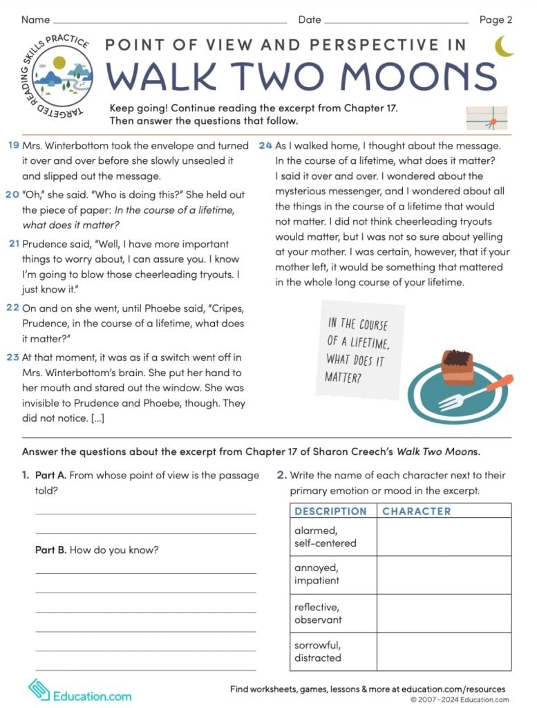 20 New Reading Worksheets For Elementary And Middle School Education Blog