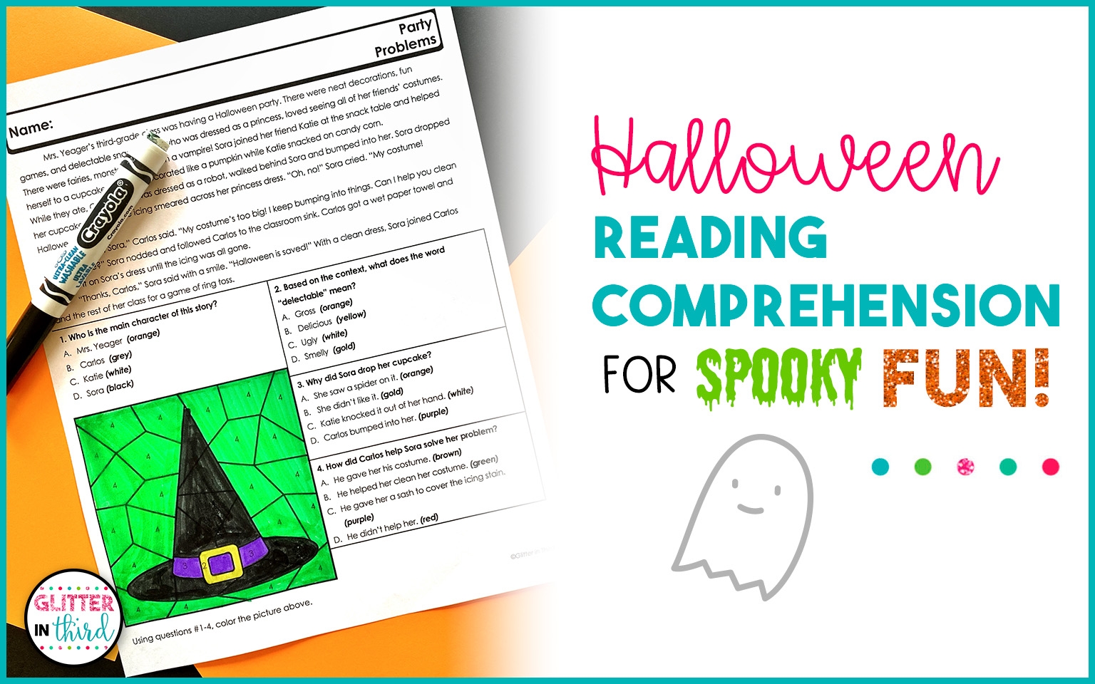 3rd Grade Halloween Reading Comprehension For SPOOKY Fun Glitter In Third