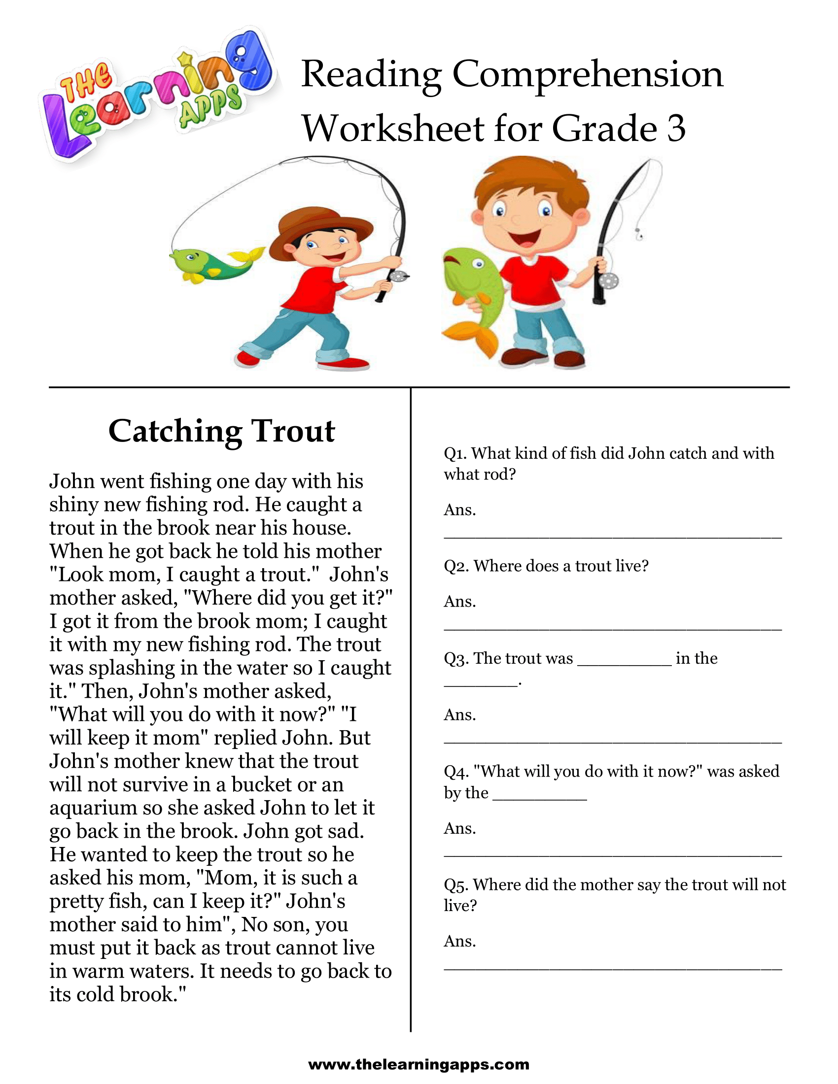 Grade 3 Reading Comprehension Live Worksheet