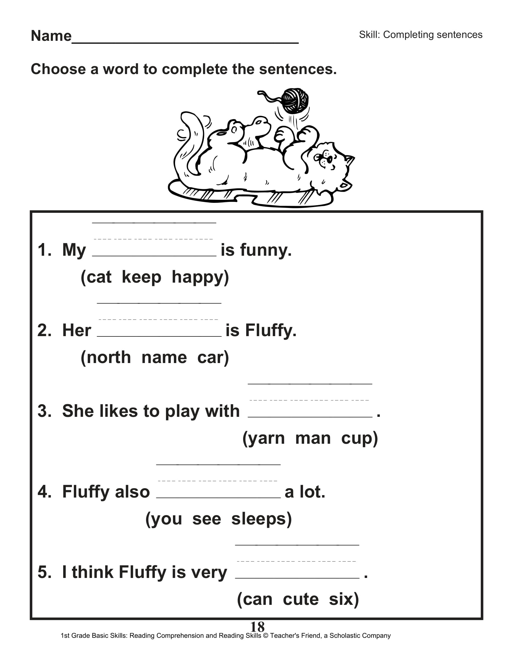 Free Scholastic Reading Comprehension Worksheets