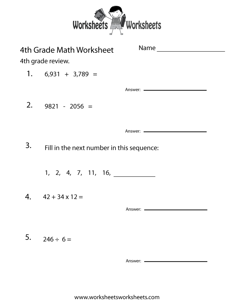 Free Printable Worksheets For 4Th Graders