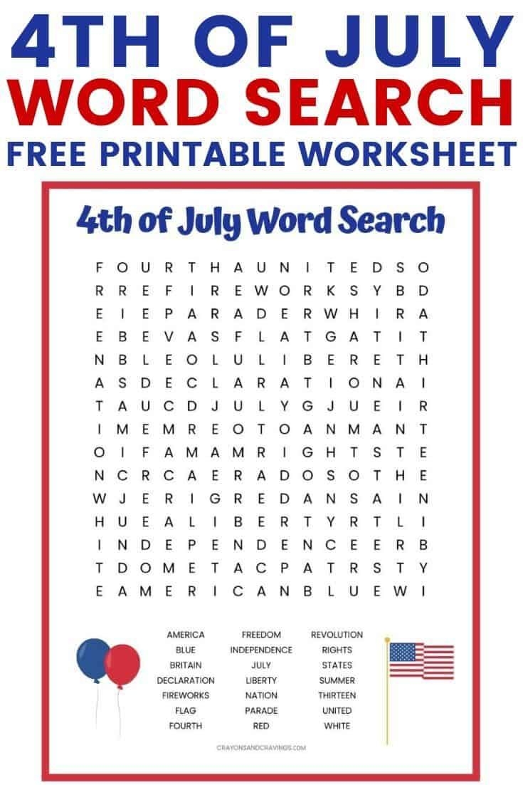 4th Of July Word Search Printable