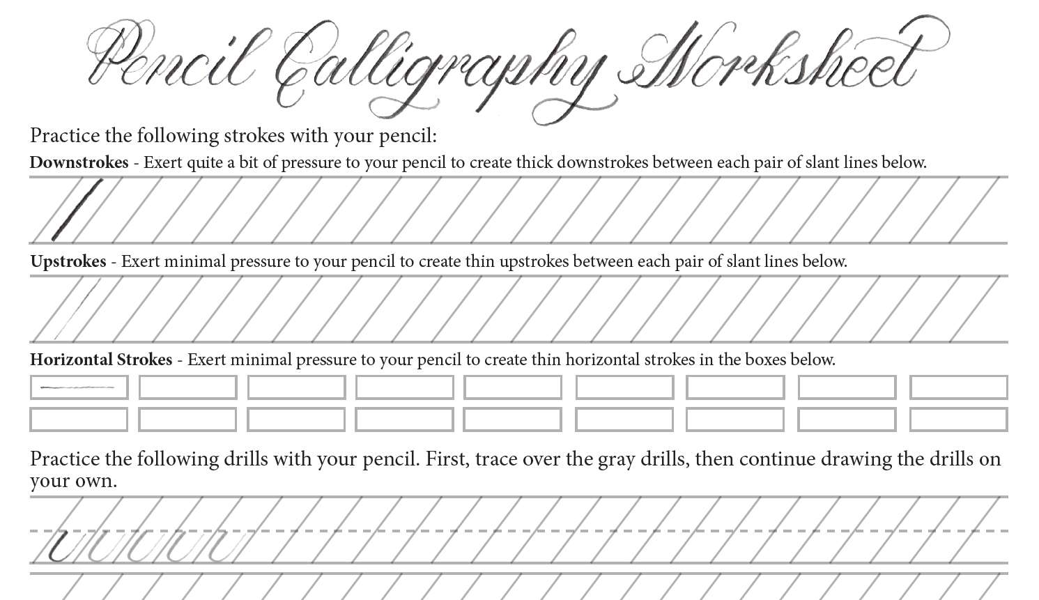Free Printable Worksheets For Calligraphy