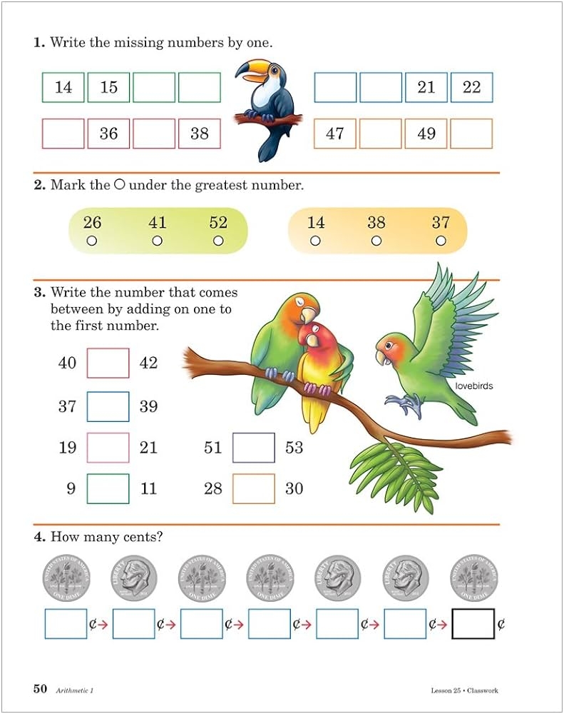 Abeka Arithmetic 1 1st Grade 1 Mathematics Student Work Text Worksheets Library