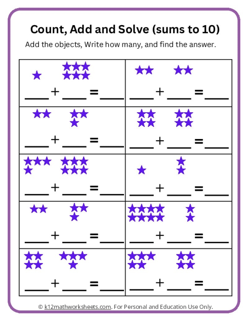 Free Printable Addition With Pictures Worksheets