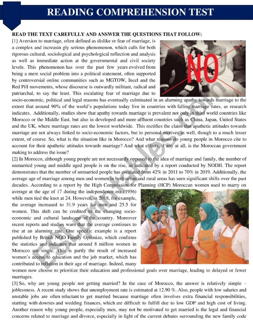 Esl Reading Comprehension Worksheets Advanced