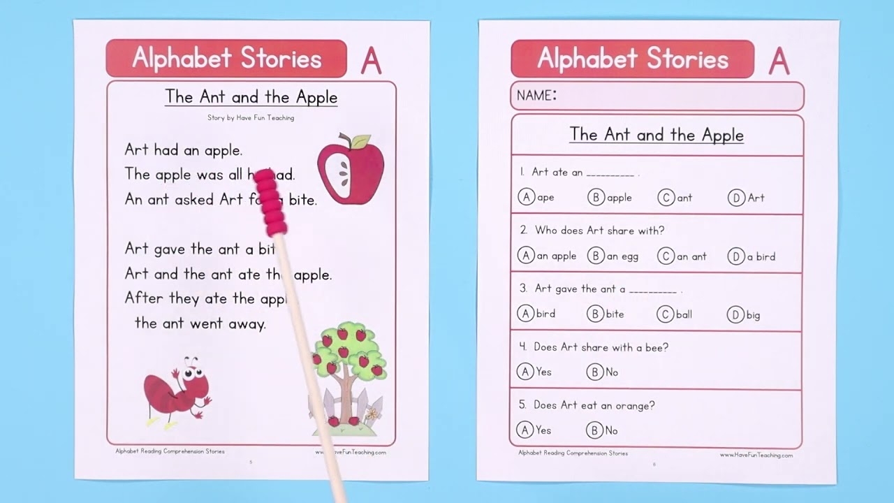 Alphabet Stories Letter A Reading Comprehension Worksheet YouTube