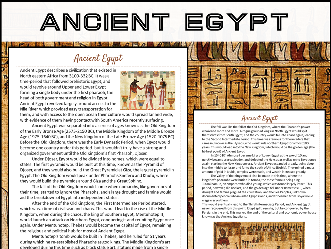 Ancient Egypt Reading Comprehension Passage And Questions PDF Teaching Resources
