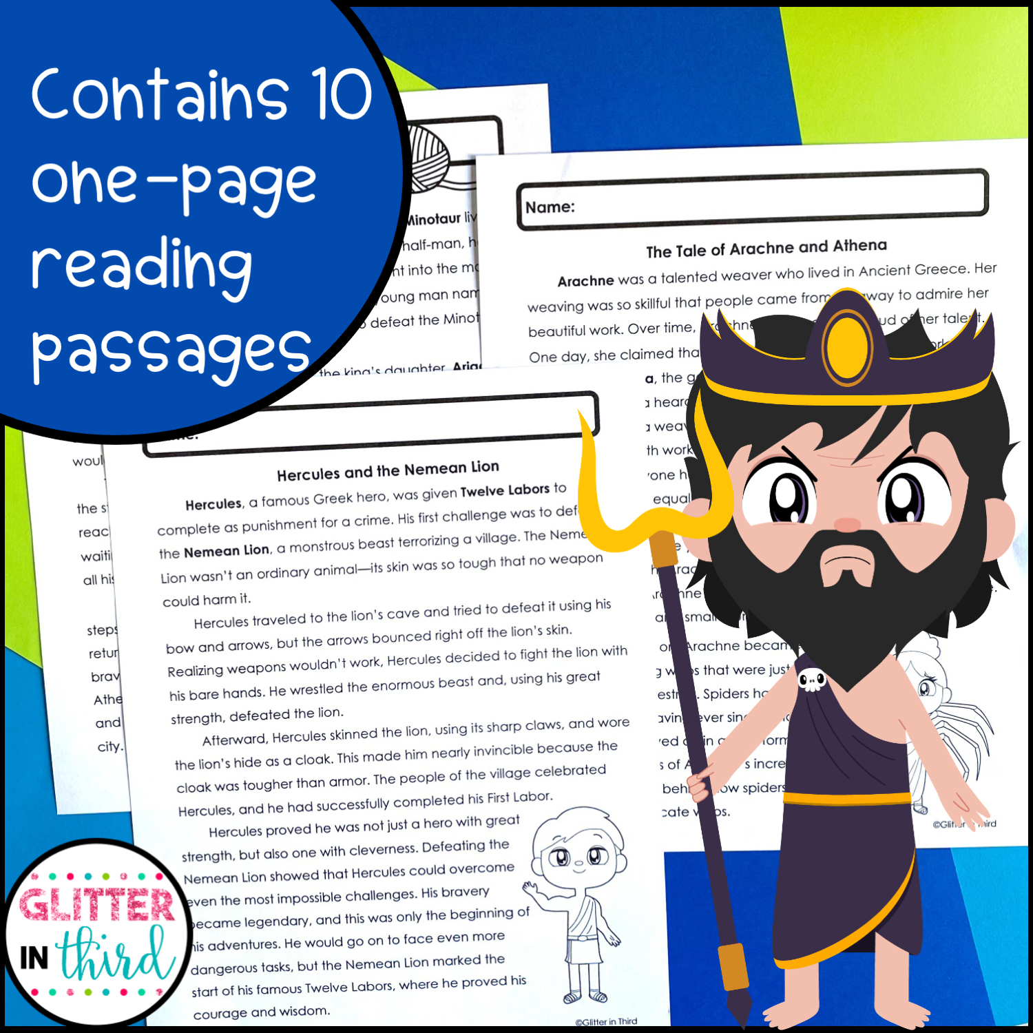 Greek Gods Reading Comprehension Worksheets