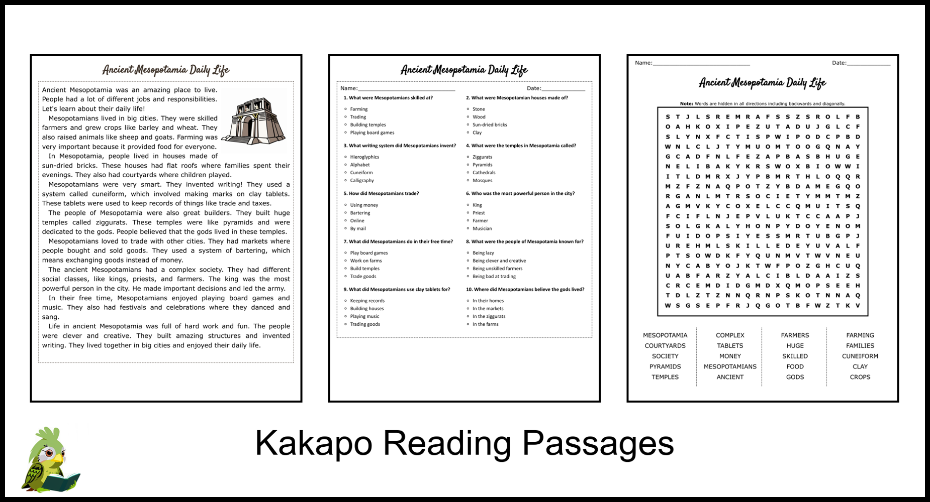 Ancient Mesopotamia Reading Comprehension Worksheets Ancient Mesopotamia Reading Comprehension Worksheets