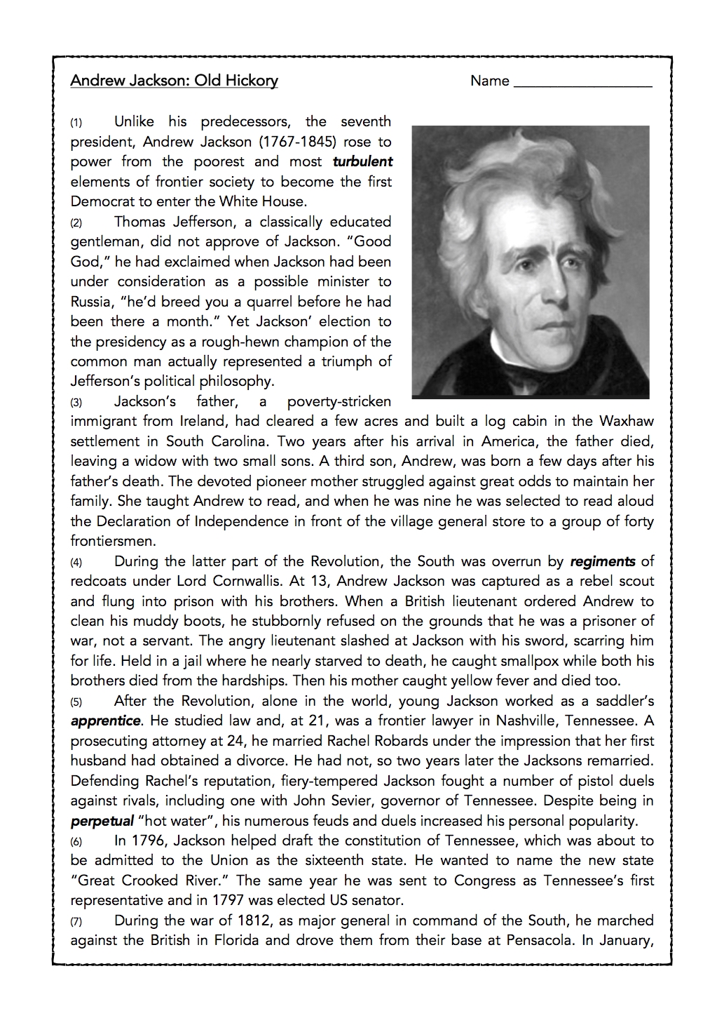 Andrew Jackson U S President Biography And Assessment Classful