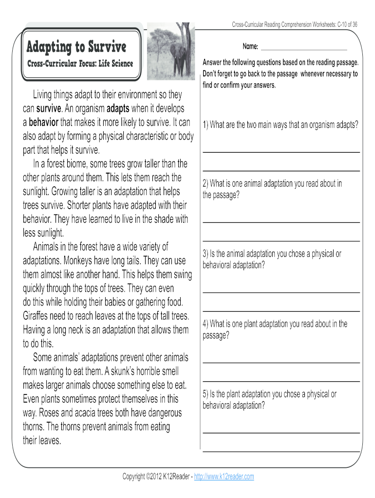 Animal Adaptations Worksheets 3rd Grade Pdf Fill Online Printable Fillable Blank PdfFiller