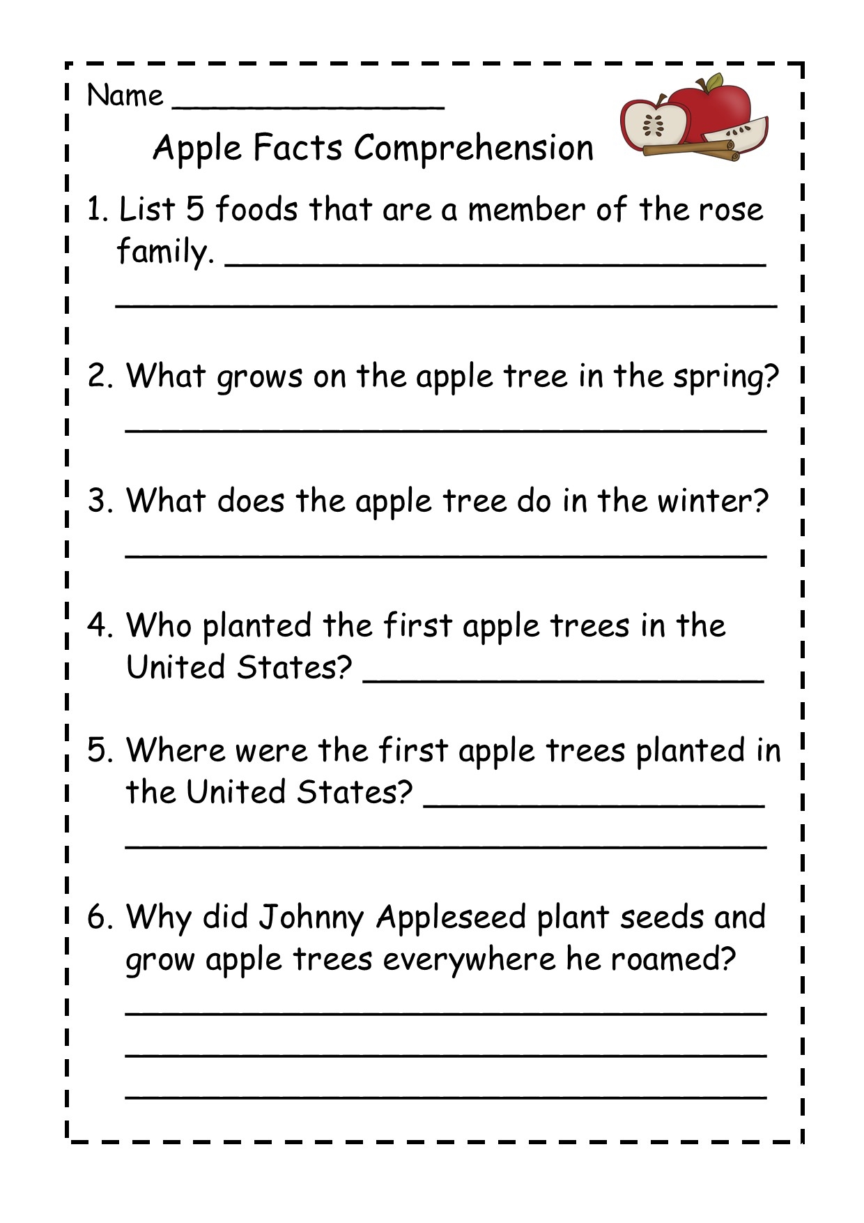 Factual Reading Comprehension Worksheets