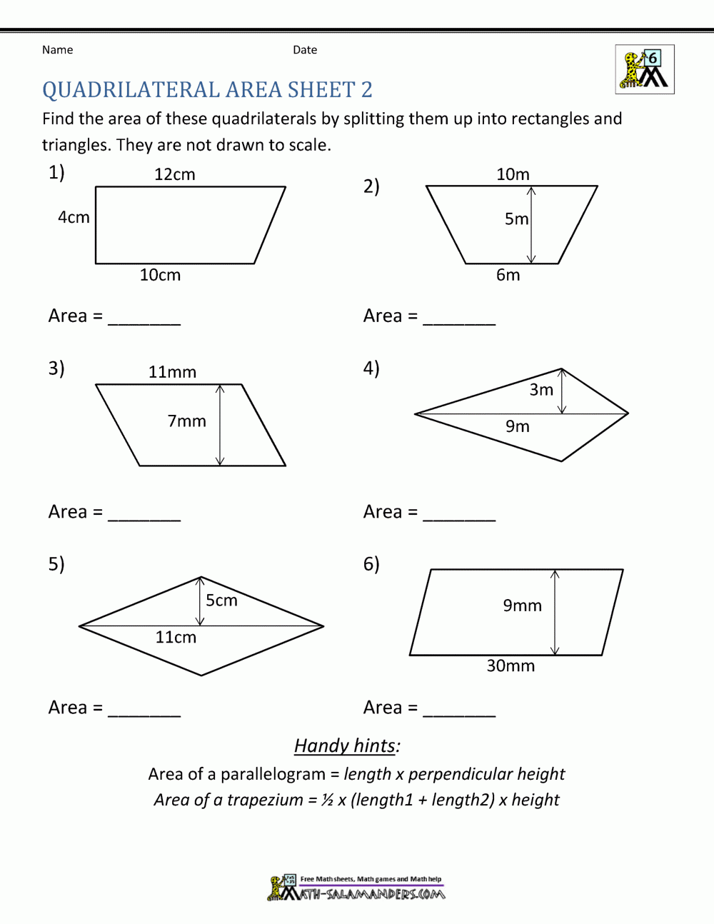 Free Printable Quadrilateral Worksheets
