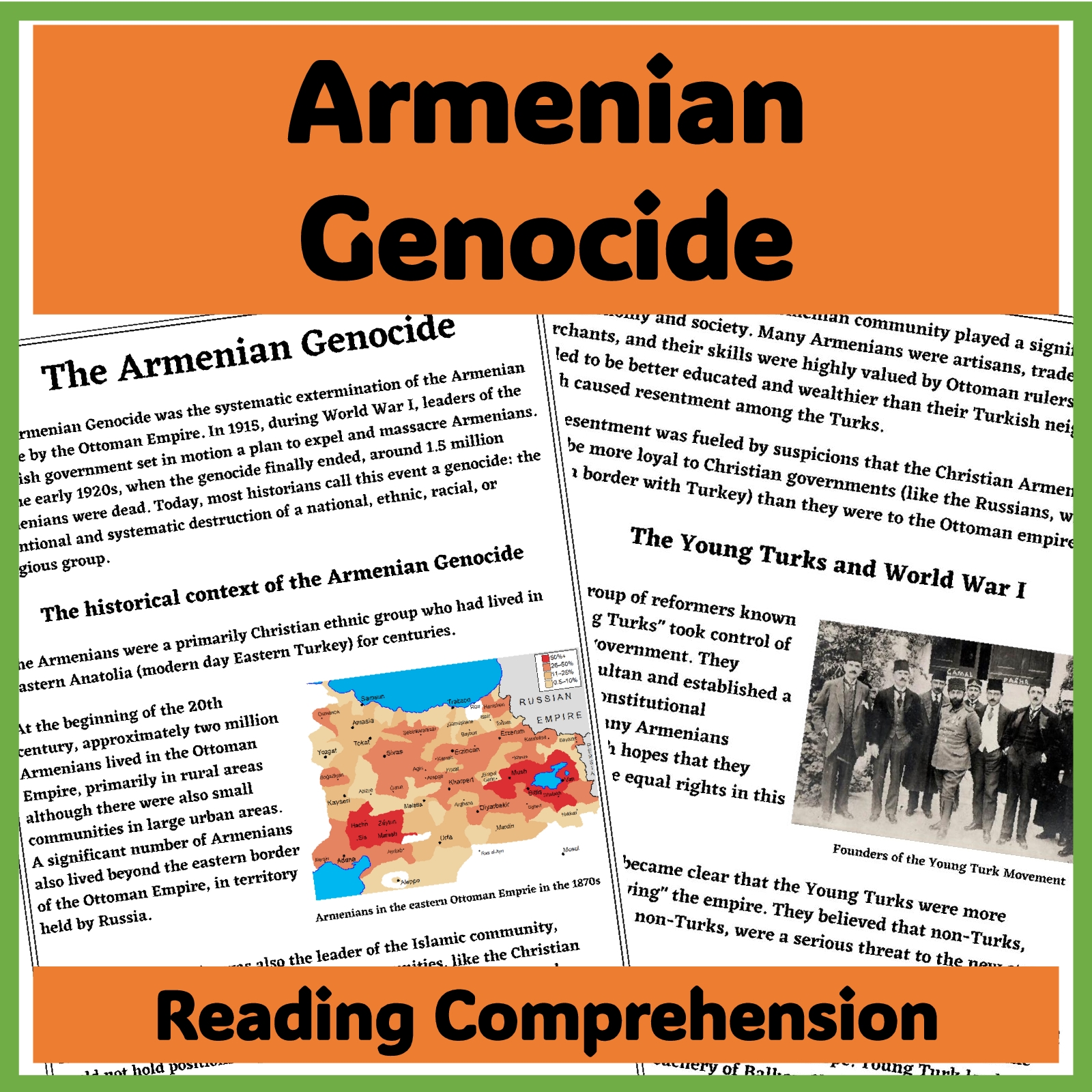 Armenian Genocide Reading Comprehension Worksheets