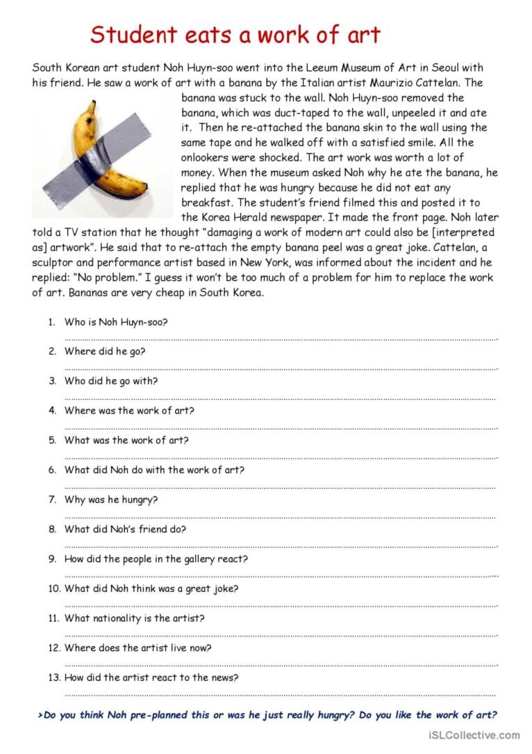 Artist Edvard Munch Reading Comprehension Worksheet For Art History Worksheets Library