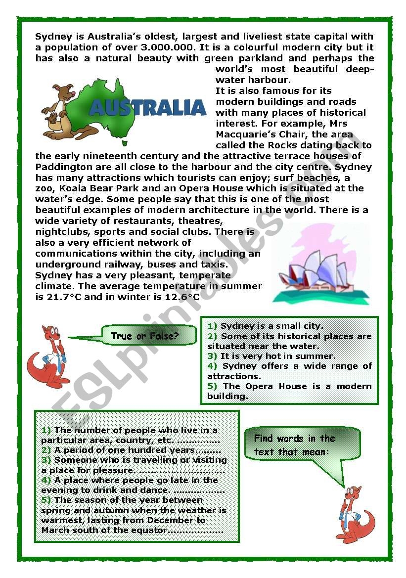 Australia ESL Worksheet By Pink4 Virginia 