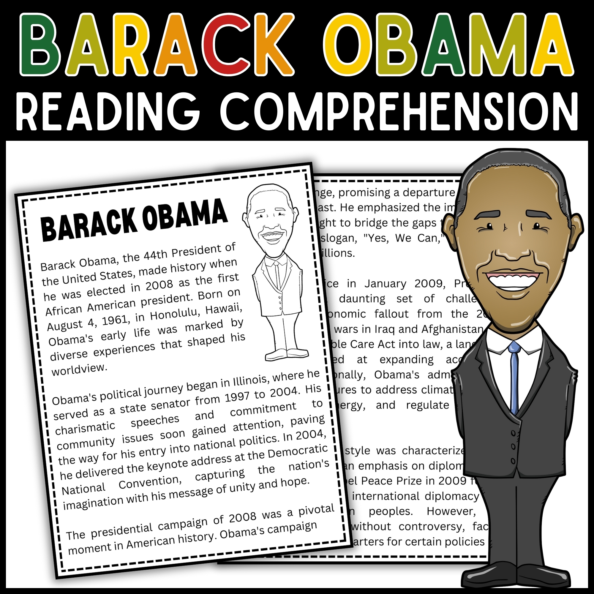 Barack Obama Reading Comprehension Passage Black History Month Made By Teachers