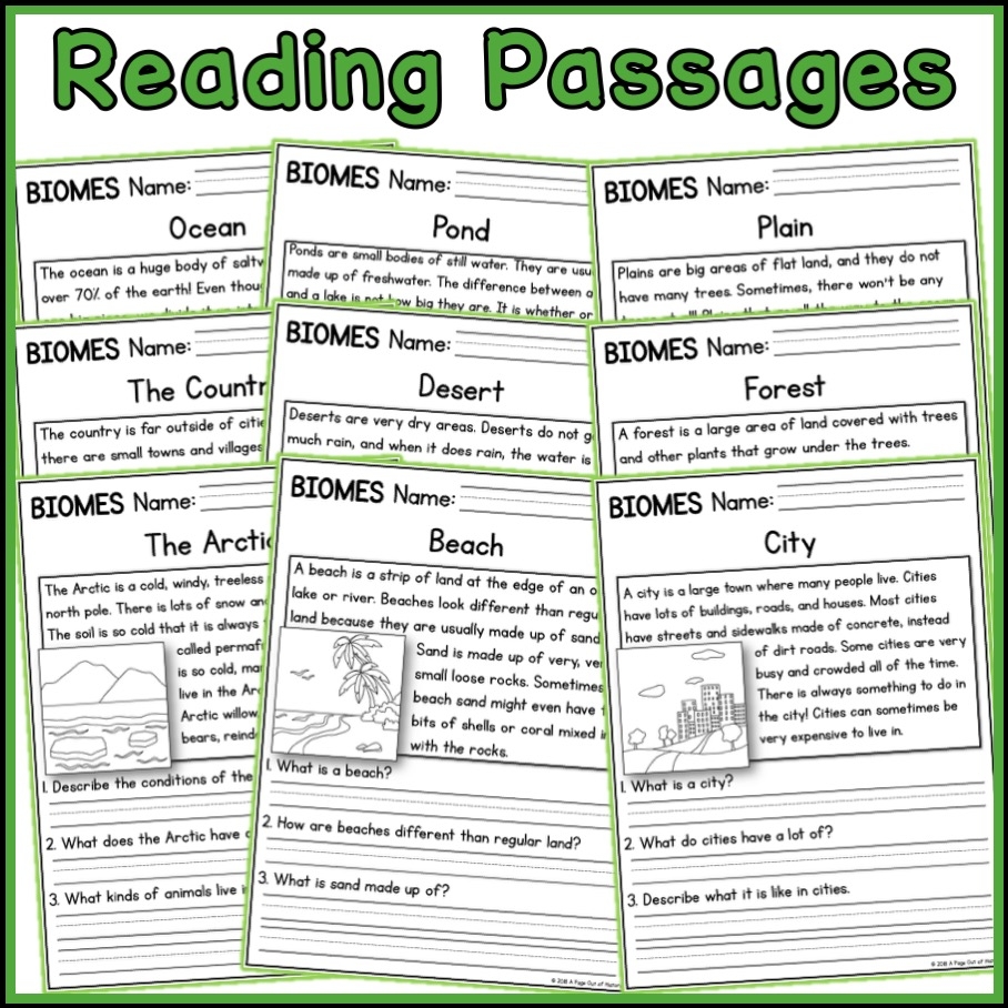 Earths Biomes Reading Comprehension Worksheets