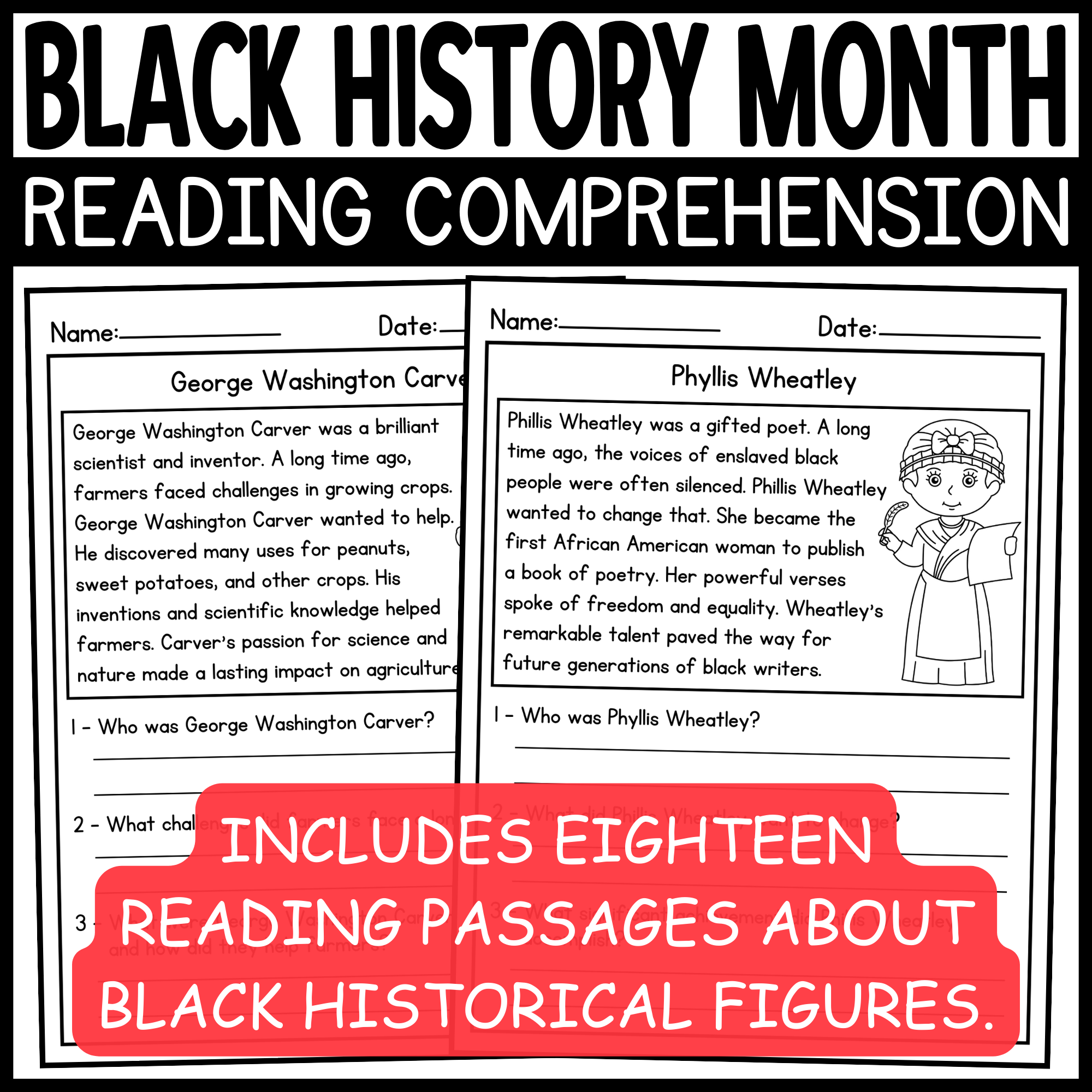 Black History Reading Comprehension Worksheets Free