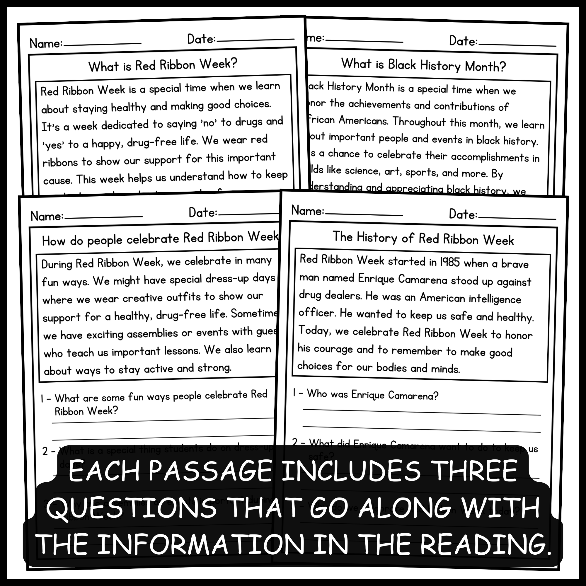 Black History Reading Comprehension Worksheets Download