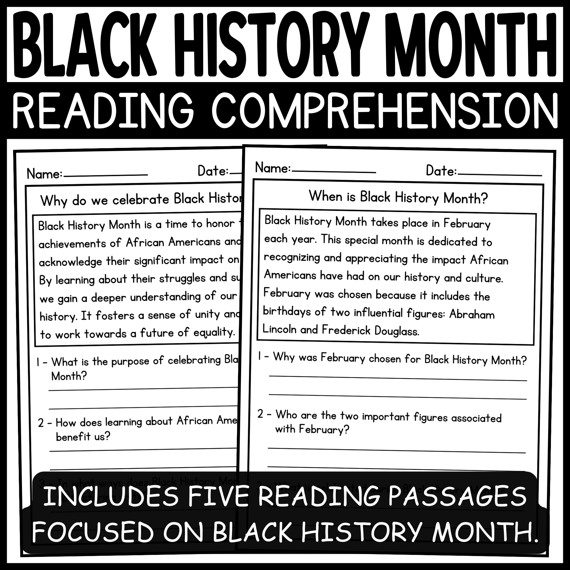 African American History Reading Comprehension Worksheet African American History Reading Comprehension Worksheet