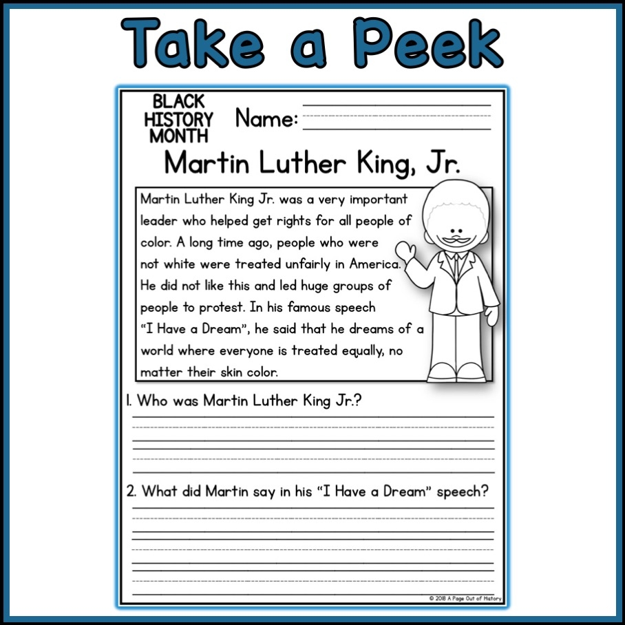 Black History Month Reading Passages And Comprehension Questions Worksheets Library