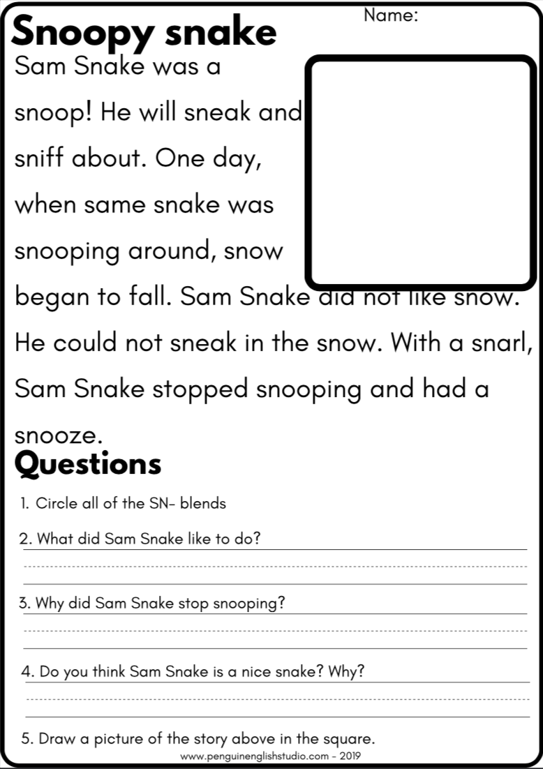 Consonant Blends Worksheets Reading Comprehension