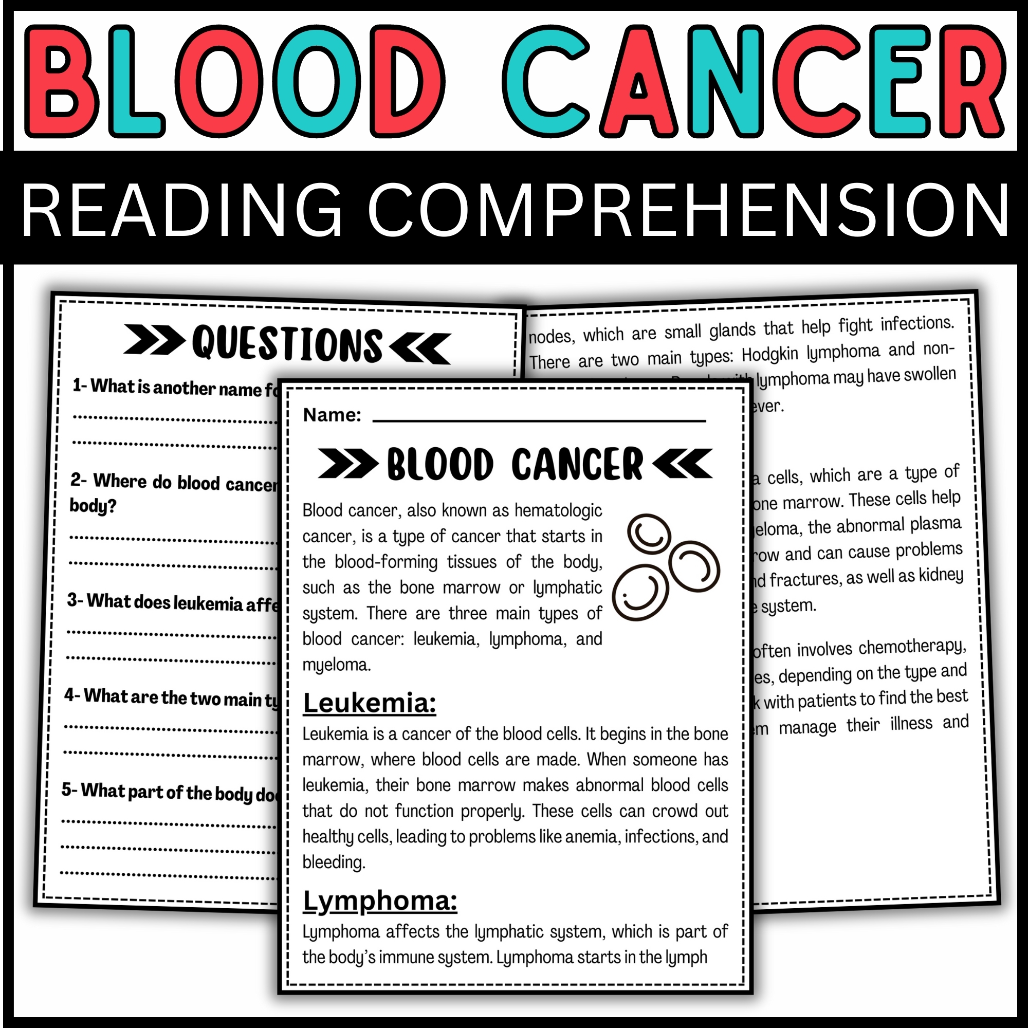 Blood Cancer Awareness Month Reading Comprehension Passage Questions Made By Teachers