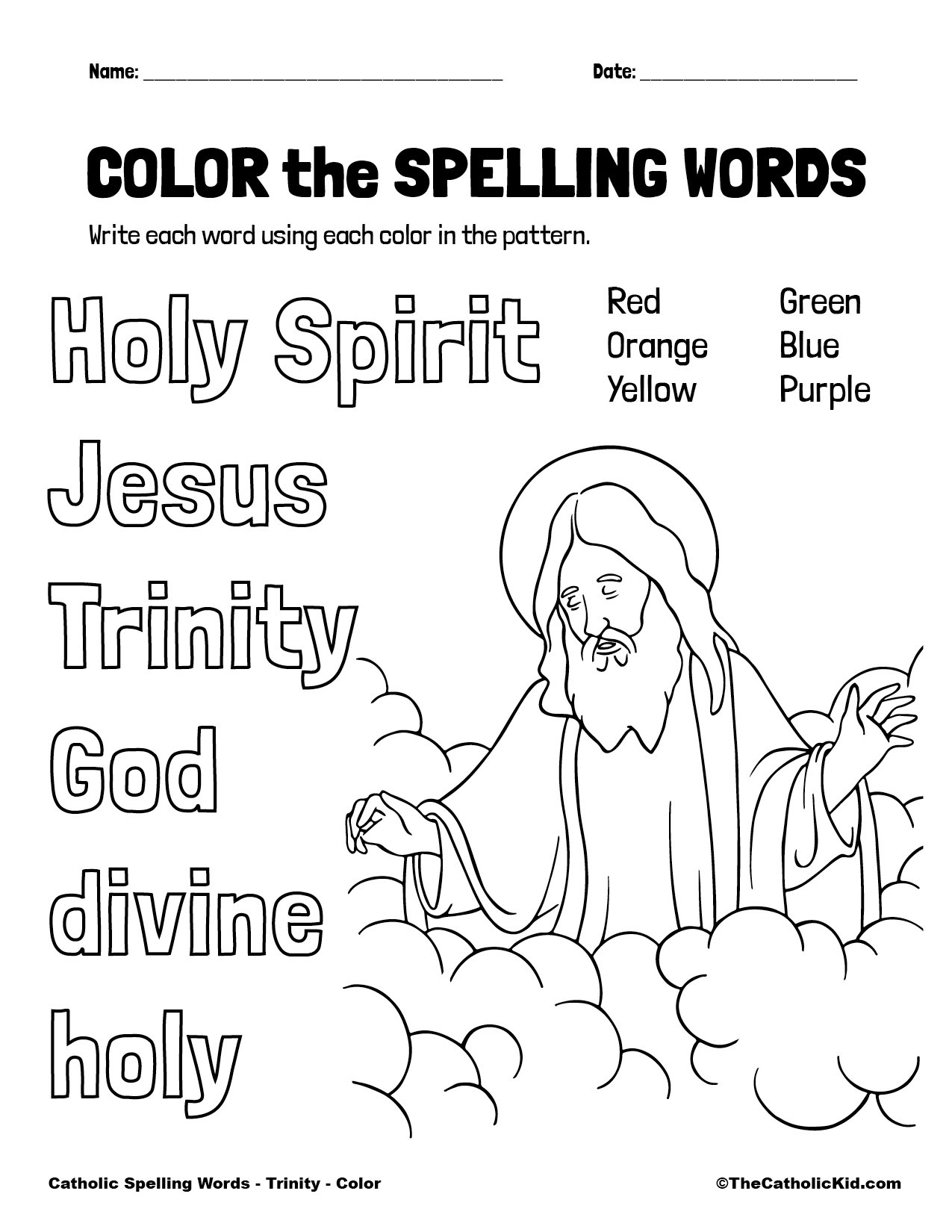 Catholic Spelling Vocabulary Words Trinity Worksheets TheCatholicKid
