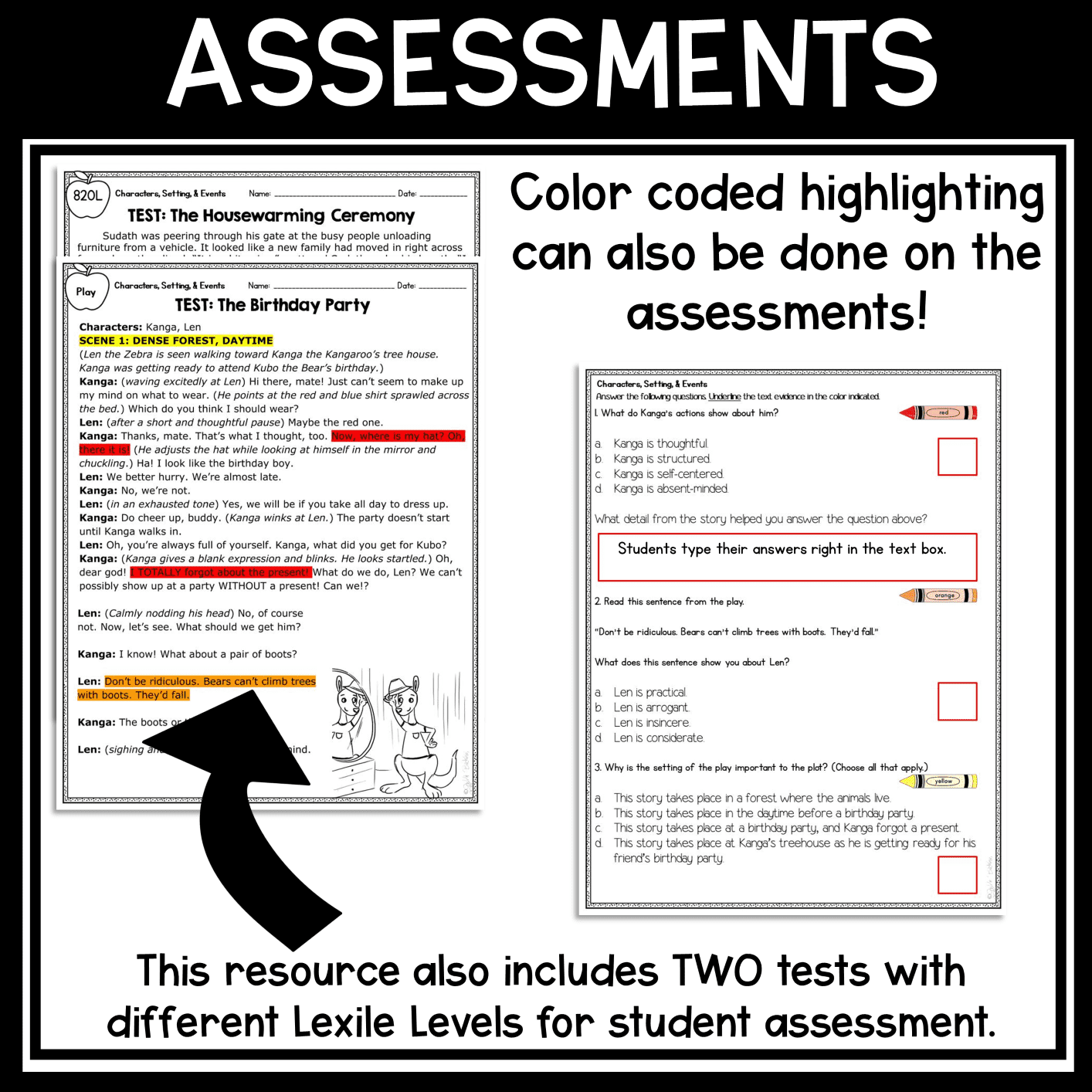 Character Setting Plot Reading Comprehension Worksheets