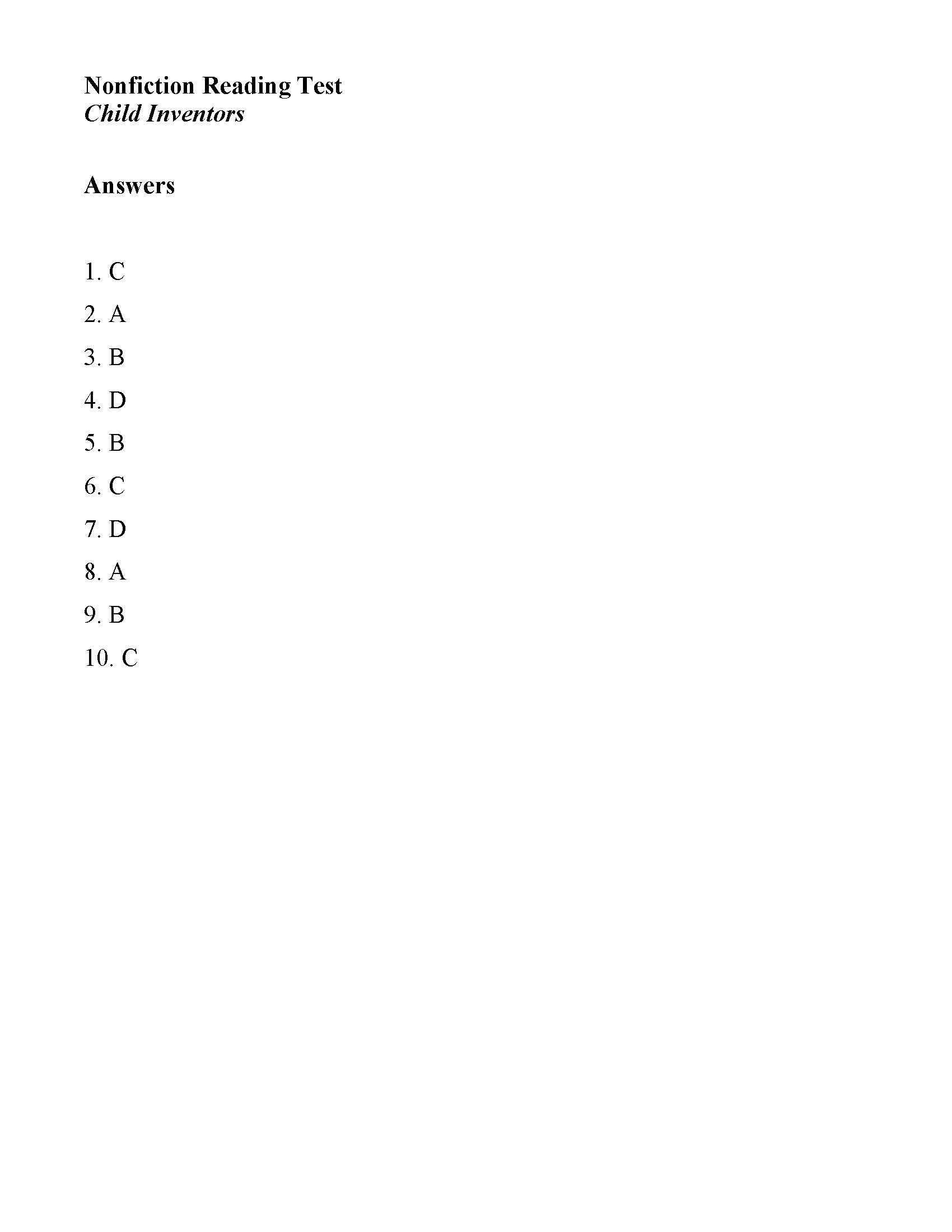 Child Inventors Nonfiction Reading Activity