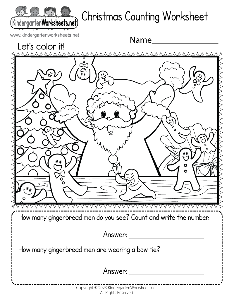 Christmas Counting Worksheet Free Printable Digital PDF