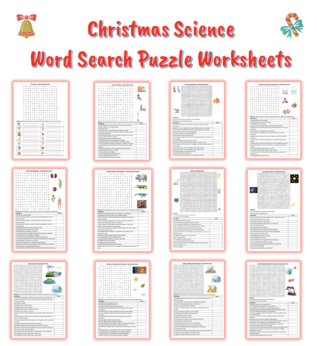 Free Printable Christmas Science Worksheets