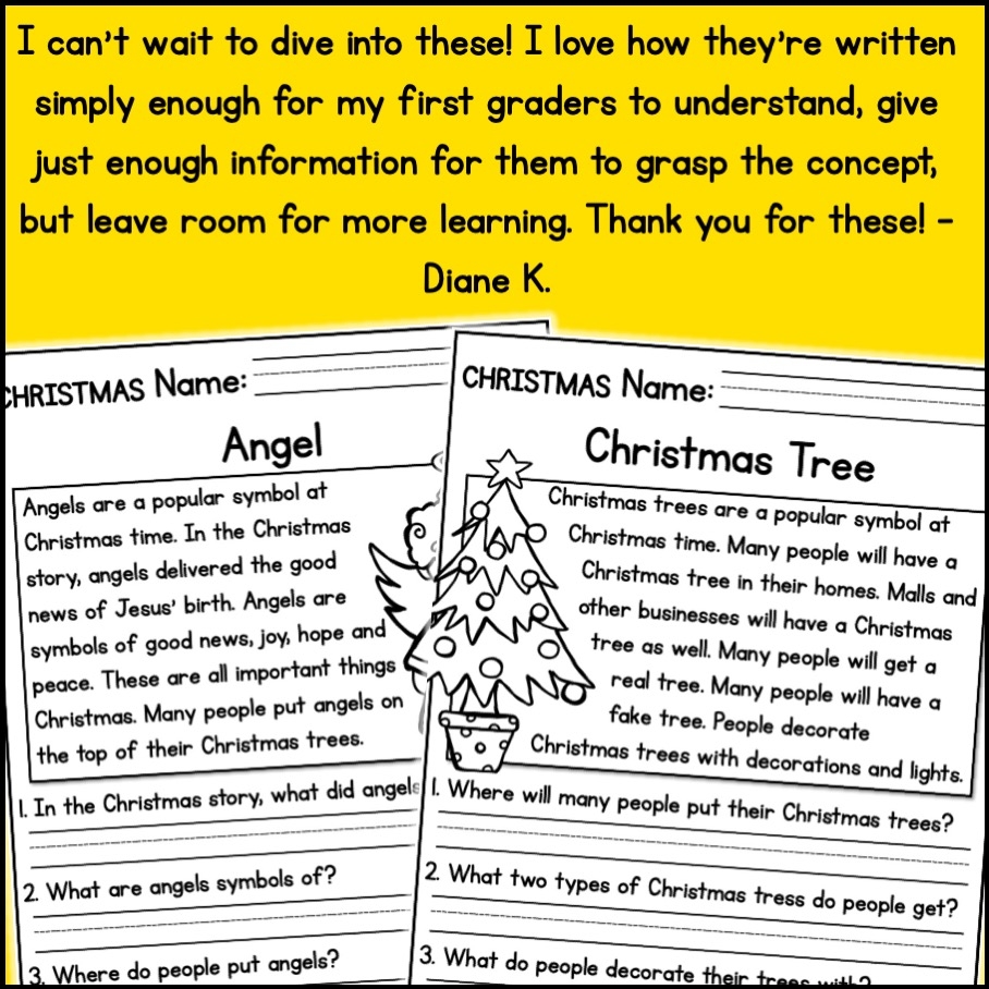 Christmas Reading Comprehension Worksheets Elementary
