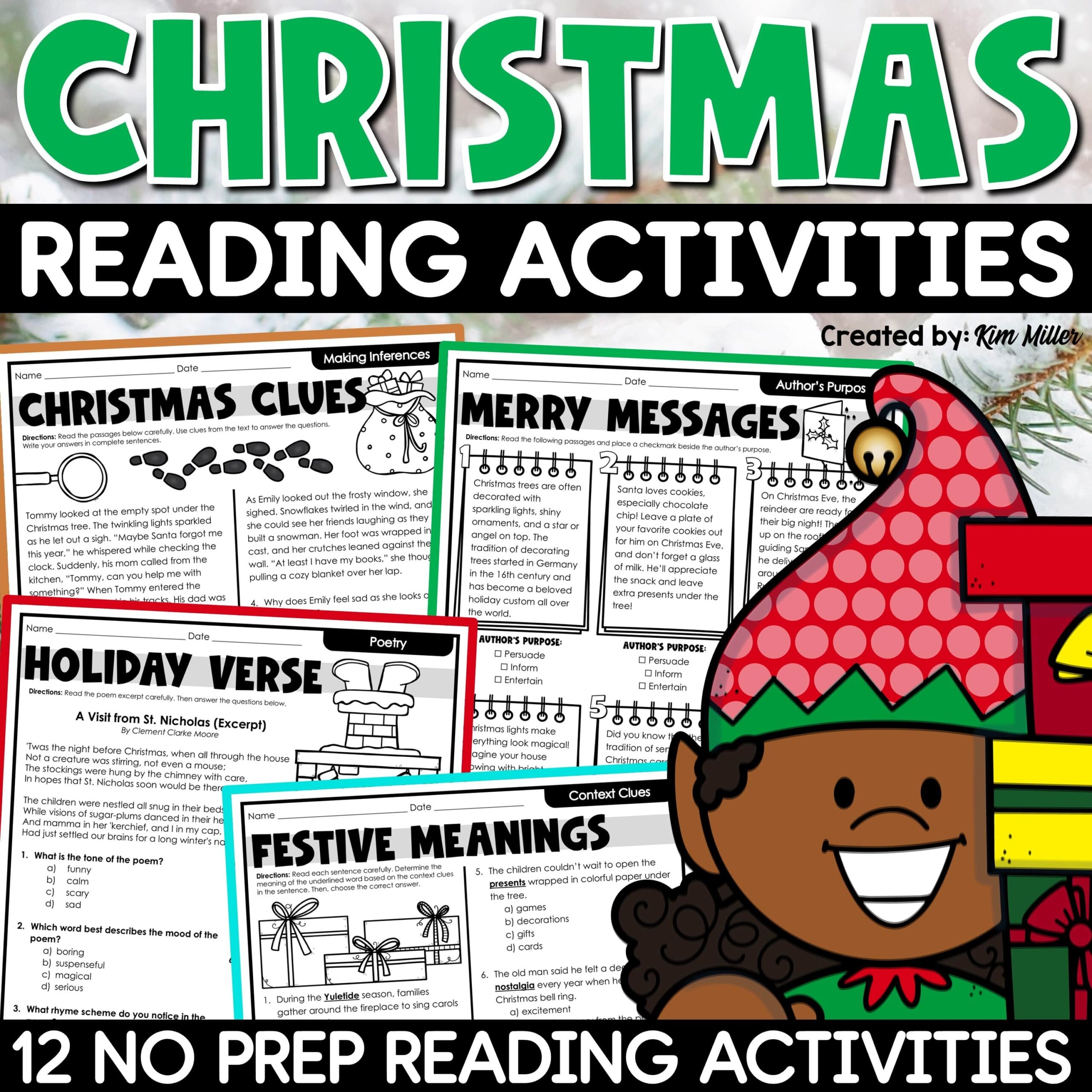 Christmas Reading Comprehension Worksheets Grade 6