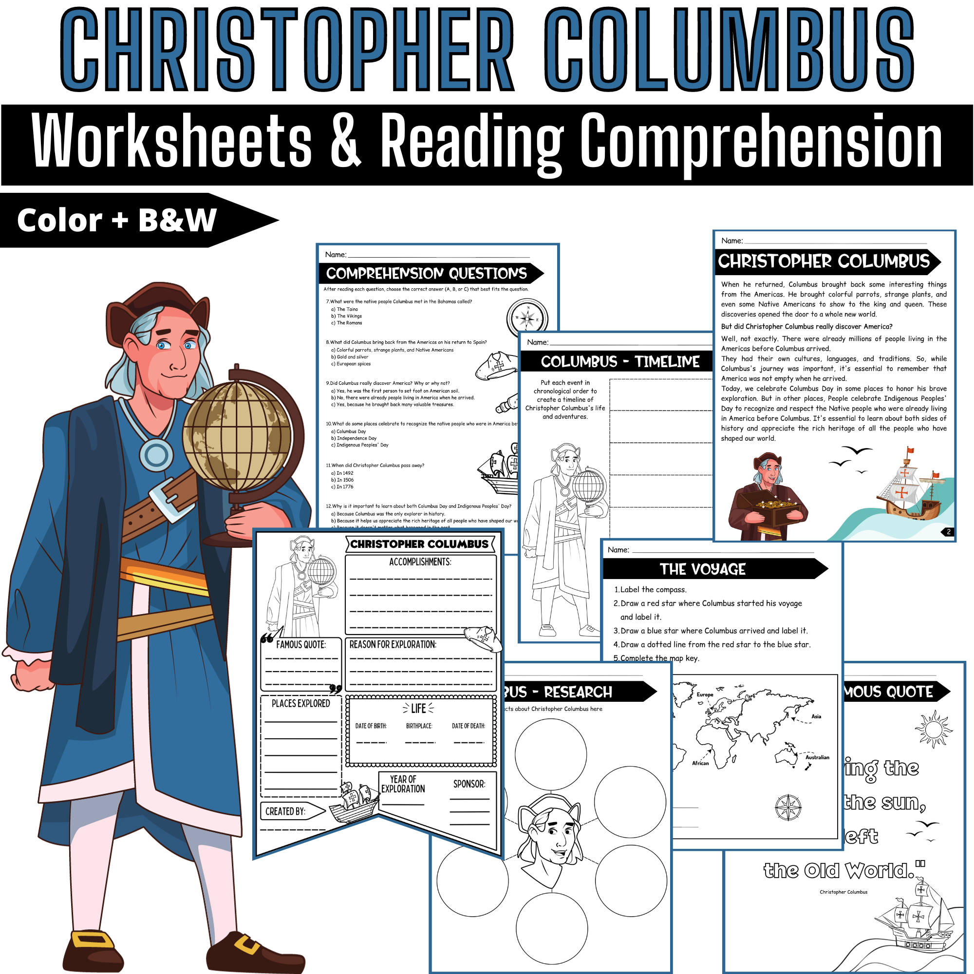 Christopher Columbus Reading Comprehension Worksheets Columbus Biography Project Made By Teachers Christopher Columbus Reading Comprehension Worksheets Columbus Biography Project Made By Teachers