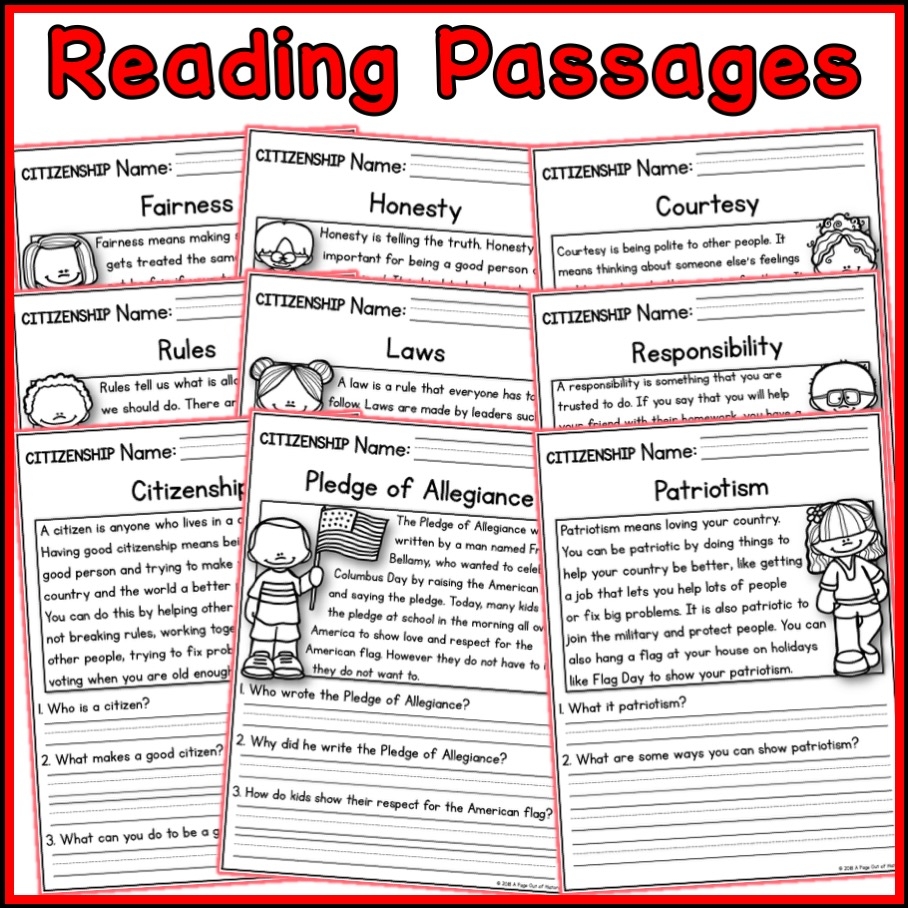 Citizenship Reading Comprehension Worksheet