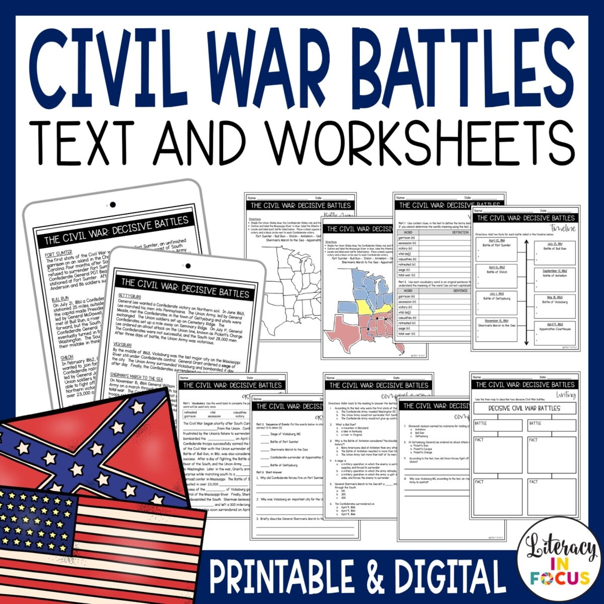 Free Civil War Reading Comprehension Worksheets