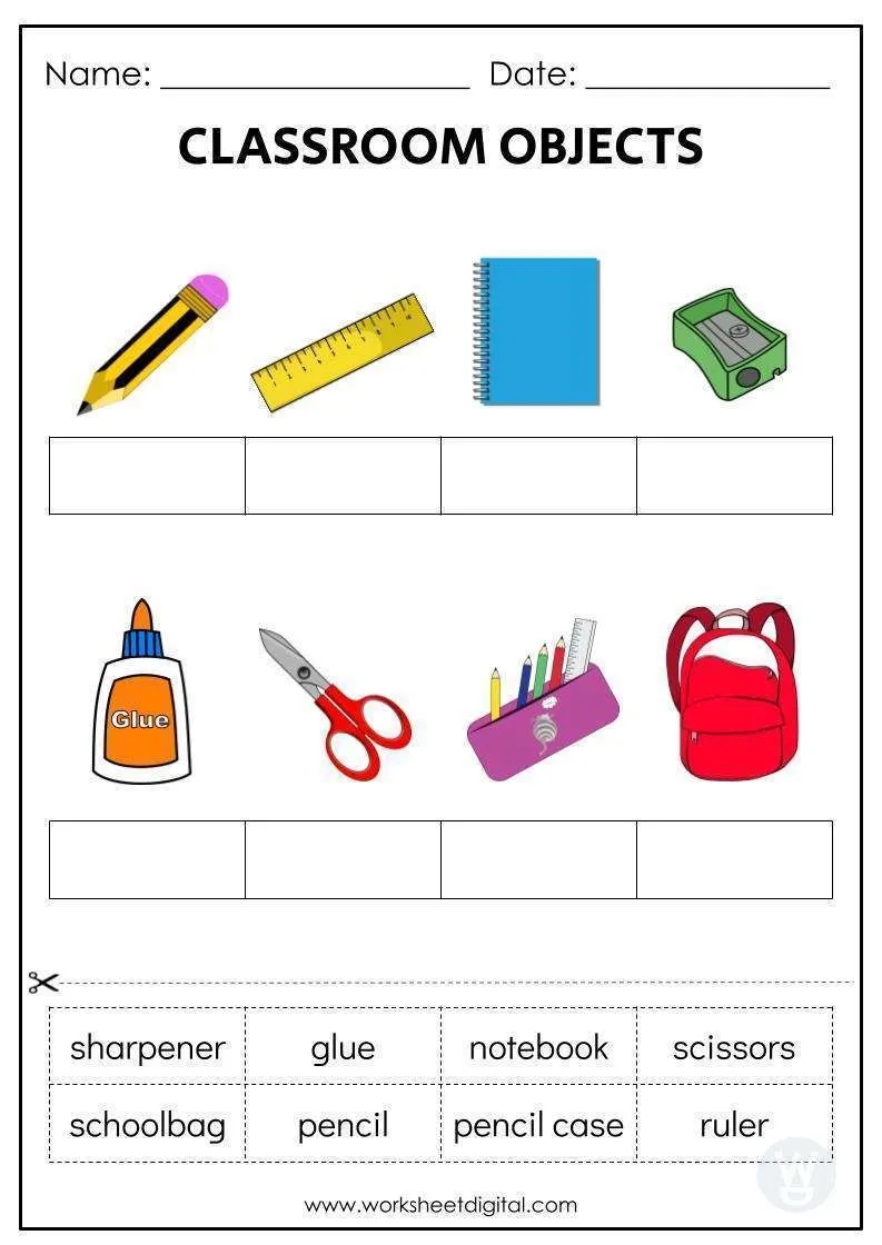 Classroom Objects W1 Worksheet Digital 1 Teacher Made Resources