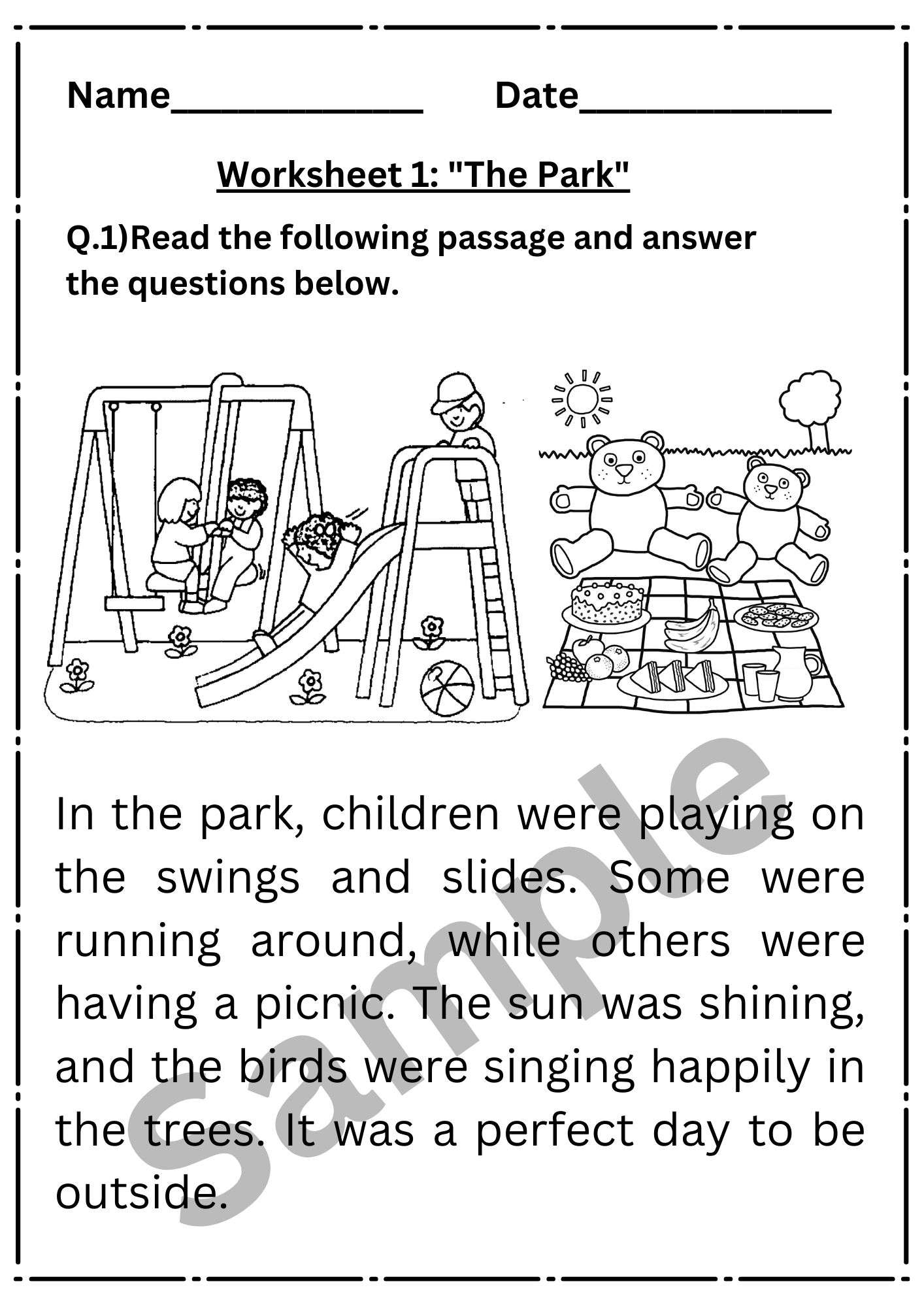 Early Childhood Reading Comprehension Worksheets