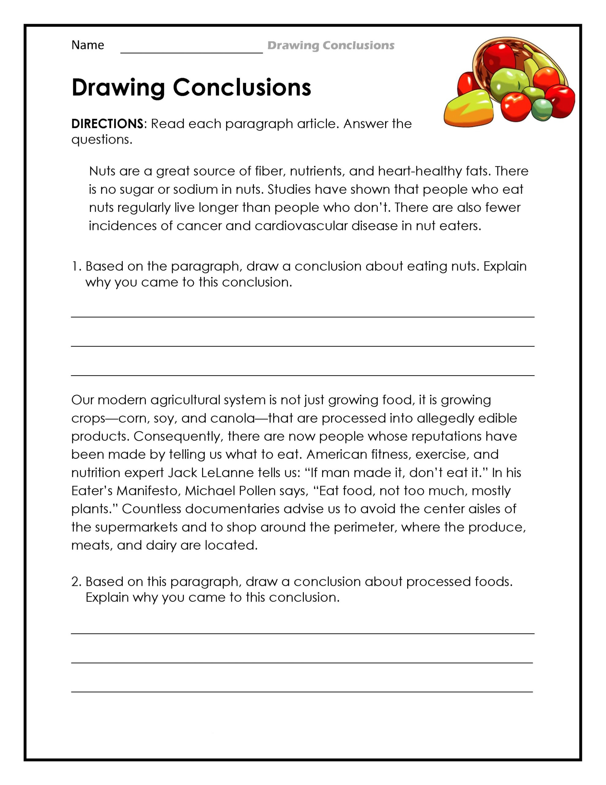 Drawing Conclusions Reading Comprehension Worksheets