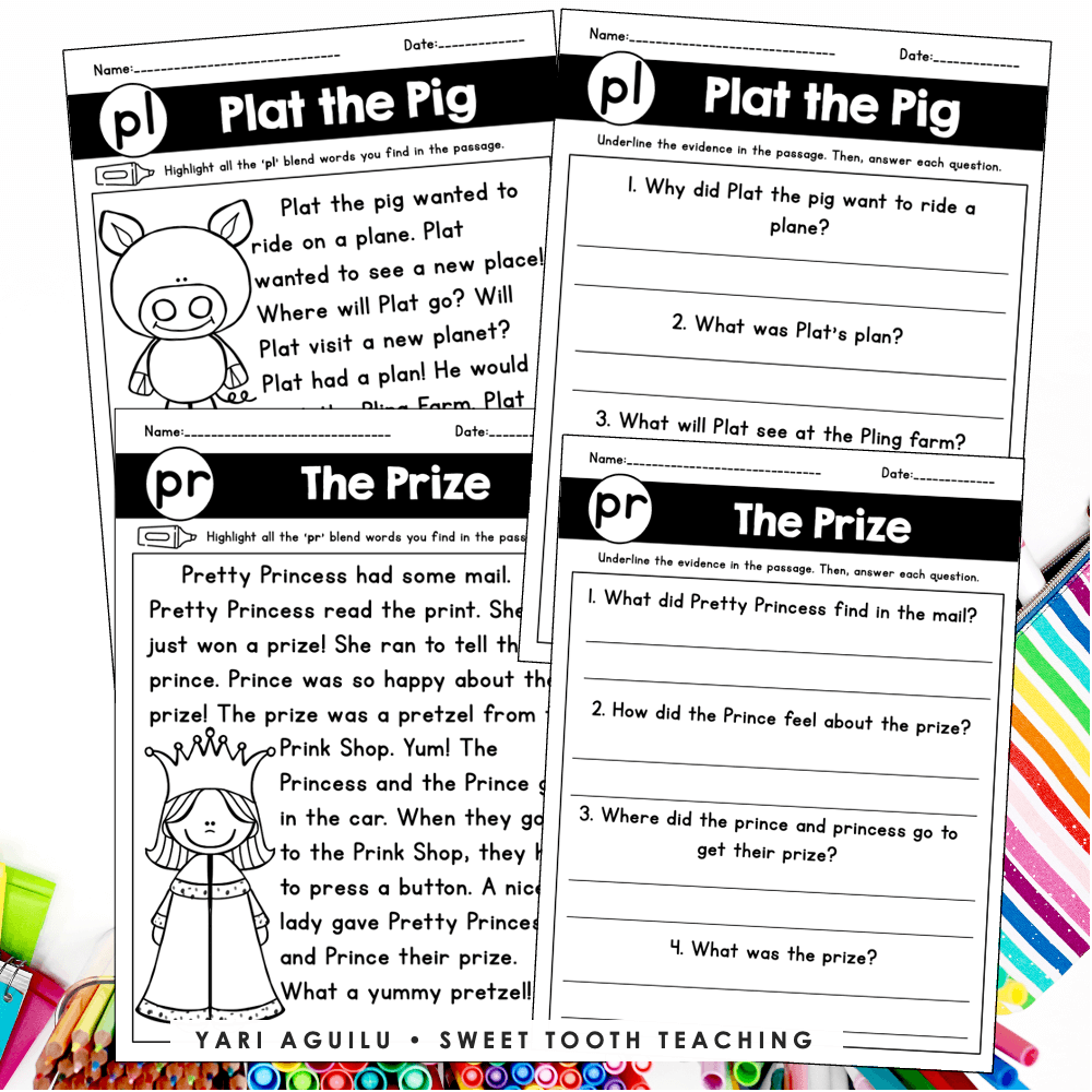 Consonant Blends Reading Passages Fluency Sentences Digital Passages Shop Sweet Tooth Teaching