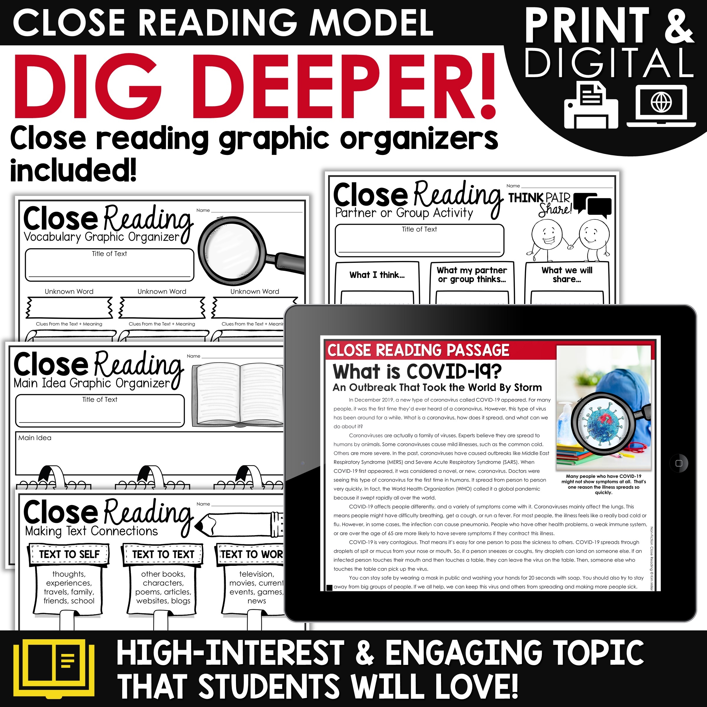 COVID 19 Coronavirus Close Reading Comprehension Passages Healthy Habits A Love Of Teaching Kim Miller