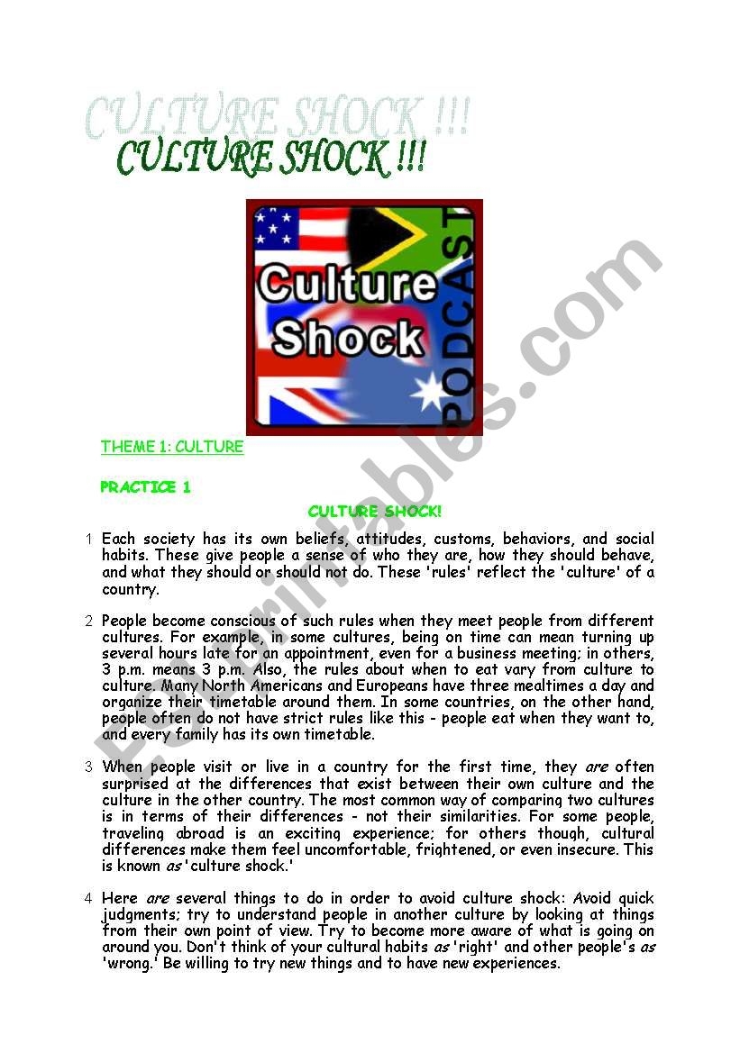 CULTURE SHOCK READING AND LISTENING ACTIVITY WITH VOCABULARY CHART DIAMOND FOR MULTILINGUAL CLASSES ESL Worksheet By Source CULTURE SHOCK READING AND LISTENING ACTIVITY WITH VOCABULARY CHART DIAMOND FOR MULTILINGUAL CLASSES ESL Worksheet By Source