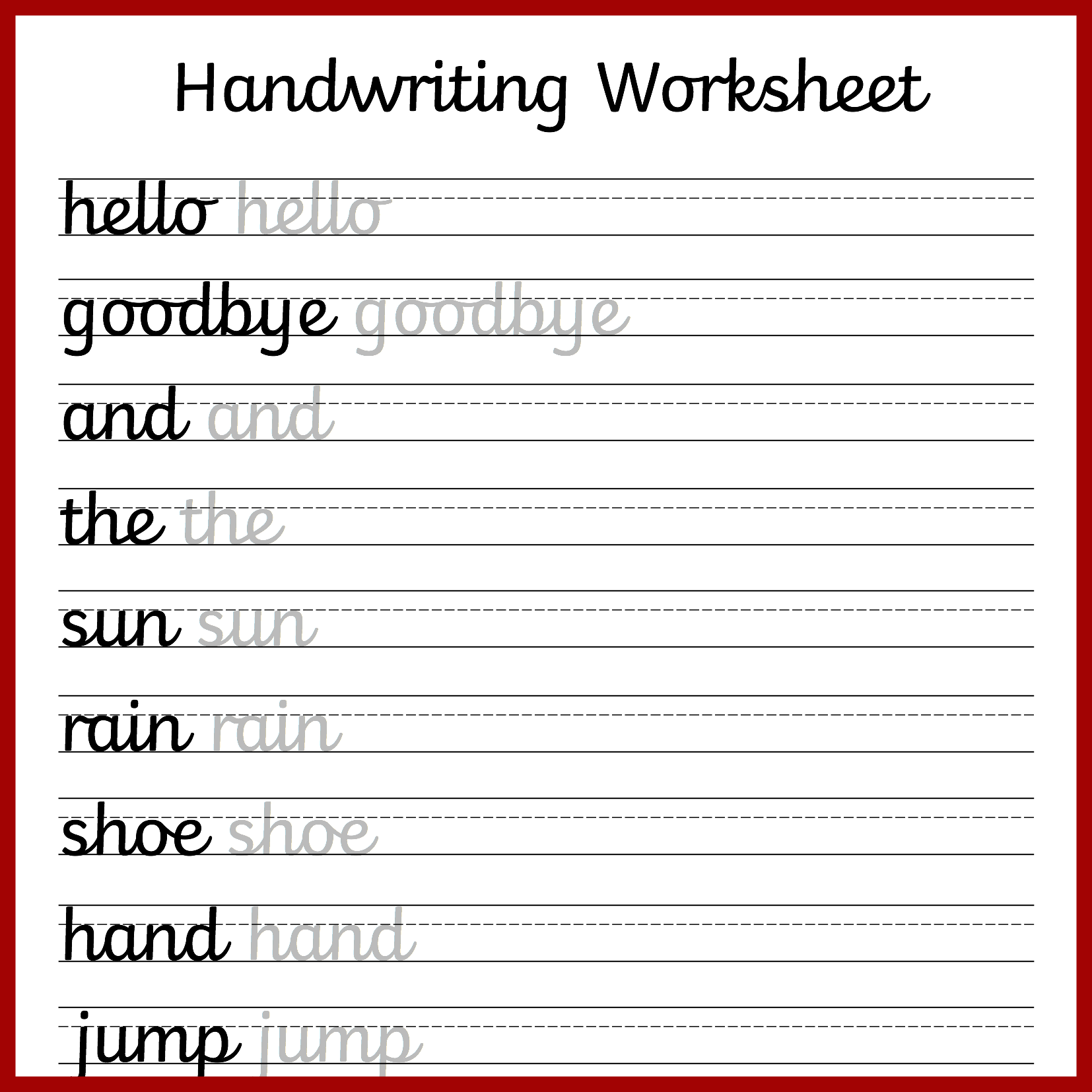 Free Printable Handwriting Worksheet